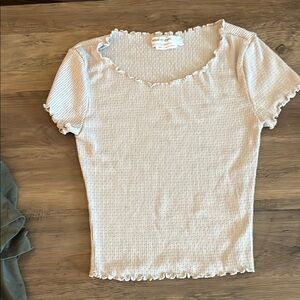 Urban Renewal Cream Ribbed Short Sleeve Top